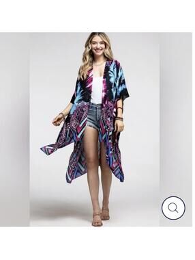 NWT Psychedelic Vibrant Colored Paisley Print Cover-Up, One Size